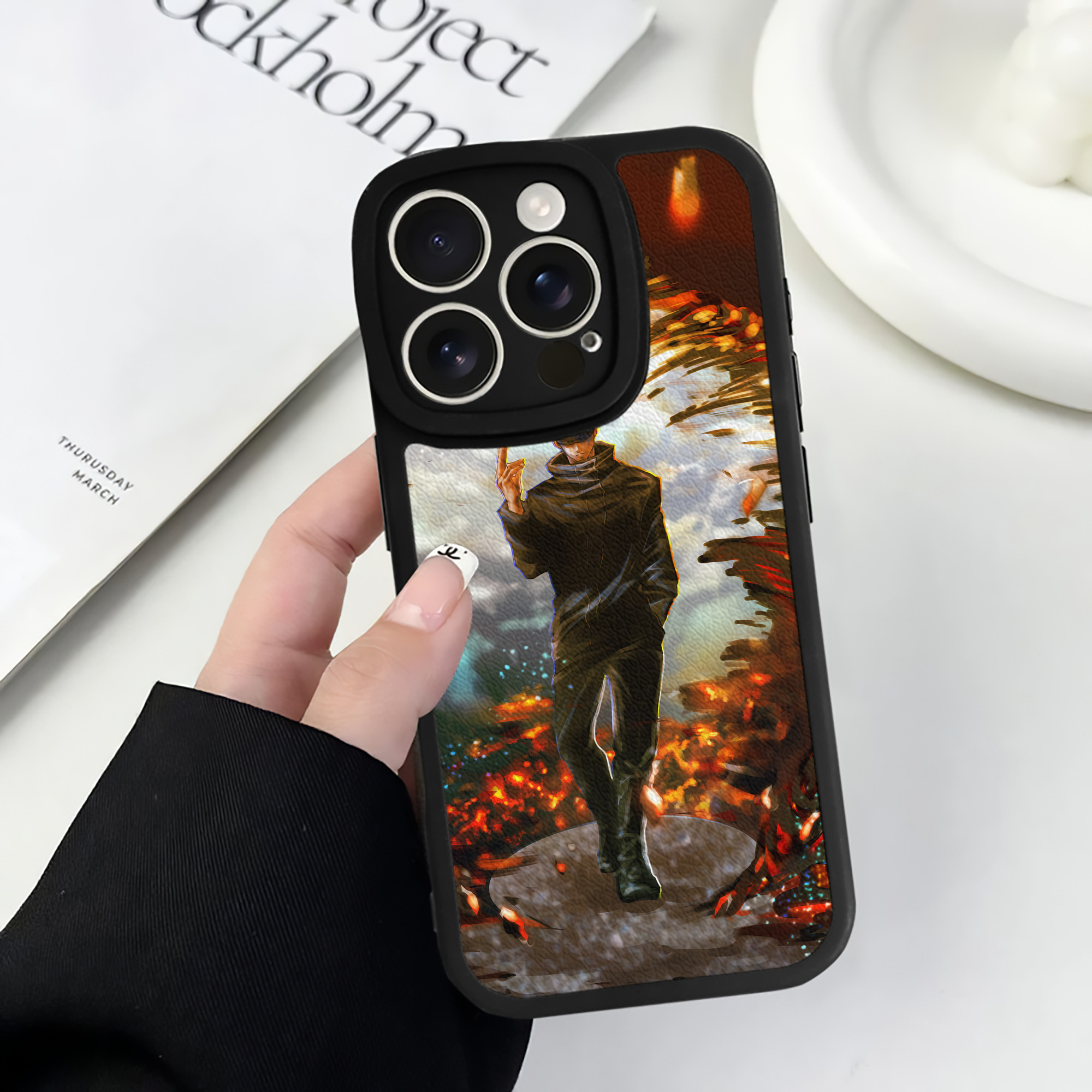 （画像用） 呪術廻戦 Jujutsu Kaisen 【iPhone 16シリーズ対応】シリコンスマホケース（レザー調） 材質：シリコン